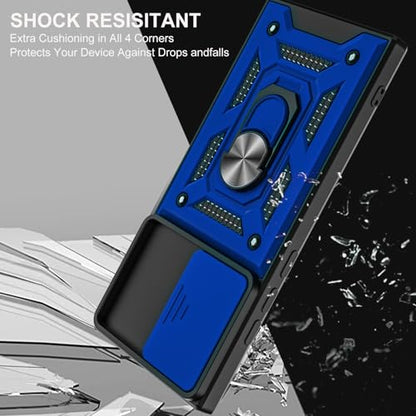 for Galaxy Note 20 Ultra Case, with Self Healing Flexible TPU Screen Protective [2 Pack] & Slide Camera Cover, 360°Rotation Ring Kickstand [Military Grade] Case. (Blue) - color: N-Blue