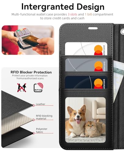 OCASE for Samsung Galaxy S26 Wallet Case, Card Holder, Diamond Black | RFID Blocking, Kickstand, Magnetic Closure, PU Leather Flip Folio, Shockproof TPU Shell, Protective Phone Cover (6.3") 2026 - color: Diamond Black, size: Samsung Galaxy S26