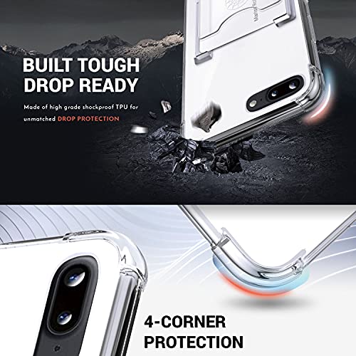 Shields Up for iPhone 8 Plus/7 Plus Case with Card Holder Stand, Clear - color: Clear, size: iPhone 7 Plus/ 8Plus