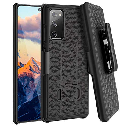 Fingic for Samsung Galaxy S20 FE Case with Belt Clip Holster Kickstand | Slim Combo Shell with Swivel Holster Rugged Shockproof Antiscratch Full Body Protective for Galaxy S20 FE 6.5" 2020, Black