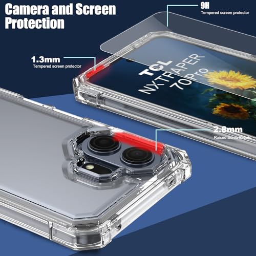 Ailiber for TCL NxtPaper 70 Pro Phone Case, Screen Protector-Crystal Clear | Transparent Slim Anti-Yellowing Soft Silicone, Thin Lifeproof Bumper Heavy Duty Full Body Impact Absorbing Protective Cover - color: Clear