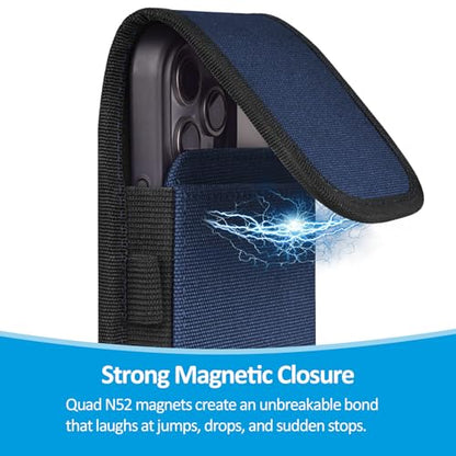 Cell Phone Holster with Card Holder Pouch Belt Clip Men for iPhone 17 16 15 14 13 12 11 Pro 16e Samsung Galaxy S25 S24 S23 S22 S21, M-Blue - color: Blue, size: M