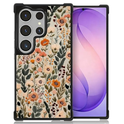 for Samsung Galaxy S26Ultra Case,Soft Silicone Shockproof Bumper Camera Protection Phone Case-Dark Embroidery Flower - color: Dark Embroidery Flower, size: Samsung Galaxy S26Ultra
