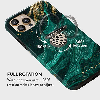 BURGA Cell Phone Ring, Holder Grip and Stand - Finger Phone Grip for Back of Smartphone Case, Kickstand 360 Rotation, Universal Ring for iPhone Samsung Galaxy Huawei Google Pixel, Stylish Accessories - color: Almond Latte, style: Gunmetal
