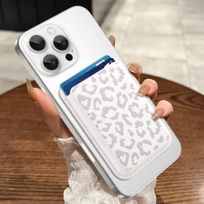 Compatible with MagSafe Wallet, Cute Cheetah Print Pattern, White - color: White Cheetah Print