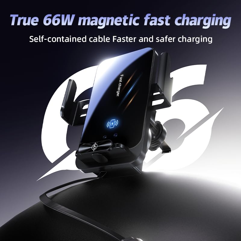 Magnetic Phone Holder Wireless Car Charger Phone Mount, Black