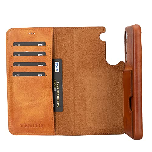Venito Florence Leather Wallet Phone Case Compatible with Samsung Galaxy S23 Plus (6.6 inches) Case - Extra Secure with RFID Blocking - Detachable Phone Wallet (Antique Brown) - color: Antique Brown, size: S23 Plus