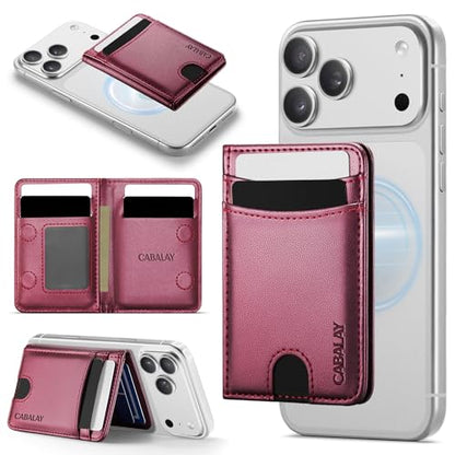 for MagSafe Wallet, Magnetic Phone Wallet RFID Blocking, 6 Cards Holder with Cash Slot,Compatible with Magsafe Phones and Cases for iPhone 17/16/15/14/13/12Pro/Max/Plus - color: wine red