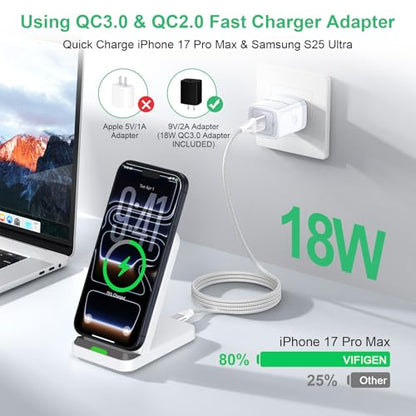 Wireless Charger for Samsung S26 Ultra S26+ S26, 15W Android Phone Stand - color: White