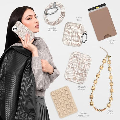 VELVET CAVIAR for iPhone 15 Case Western - Compatible with MagSafe - 10ft Drop Tested - Nude Python Snake Skin - color: Nude Python Snakeskin, size: 15