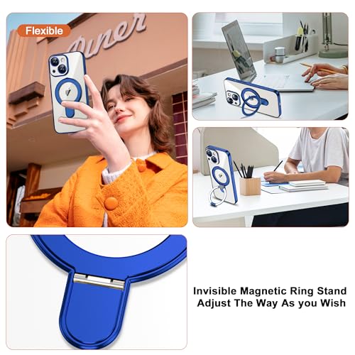 Plating Clear Phone Case for iPhone 15 with Stand 6.1", Blue - color: Blue, size: Iphone 15