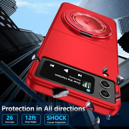 Magnetic Case for Samsung Galaxy Z Flip 4, [Compatible with MagSafe] Military Grade Shockproof Slim fit Samsung Z Flip 4 Phone Case with Magnetic Ring Kickstand, Red - color: Red, size: Samsung Galaxy Z Flip 4