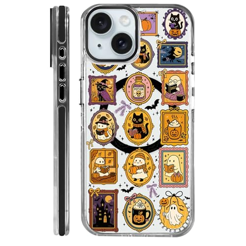 Clear Case for iPhone 14 Plus, [Magnetic Charging Compatible][Military-Grade Protection][Anti-Yellowing] Shockproof Slim Magnetic Phone Case for iPhone 14 Plus, Halloween Ghost Stamps - color: Halloween Ghost Stamps, size: iPhone 14 Plus