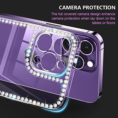Compatible with iPhone 14 Pro Max Bling Case for Women Girls Sparkle 3D Glitter Case Luxury Shiny Cute Crystal Charms Rhinestone Diamond Bumper Soft TPU Clear Phone Case for iPhone 14 Pro Max - size: iPhone 14 Pro Max