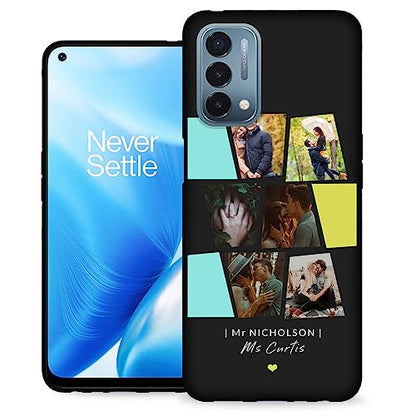 Personalize Photo Phone Case for OnePlus Nord N200 5G - Picture Image Text Name Collage Customization, Thin Soft TPU Silicone Black N 200 5 G Mobilephone Covers Memorial Gift Lovers - color: Black 11 - Stones, 6 Photos Name