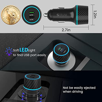S25 S26 Ultra Charger Type C, SCRUAK 45W Super Fast USB-C Wall/Car Charger - size: 3.3FT+3.3FT