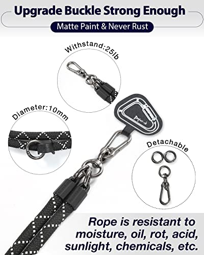 Cell Phone Lanyard ×1, Tether Tab ×2, Universal Adjustable Phone Strap, Crossbody, Neck Phone Lanyard, Rope Strap - color: Blackshadow