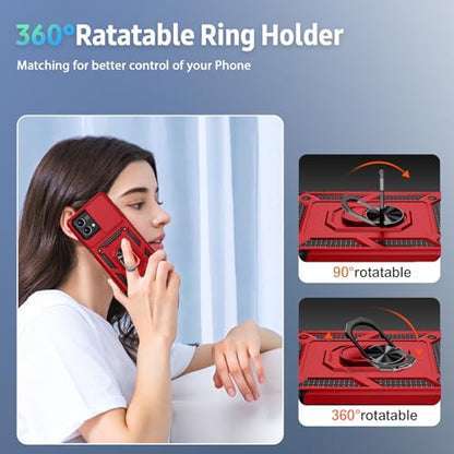 Vinve for Moto G Stylus 5G 2023 Case [Not Fit 4G Version] Slide Lens Cover, HD Screen Protector, Military Grade Drop Protection, Magnetic Rotated Ring Holder Kickstand Protective Phone Case (Red) - color: Red ,Military Grade 2nd gen.