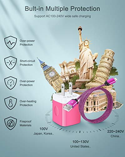 [Apple MFI Certified] iPhone Charger for 14/13/12/12 Mini/12 Pro/12 Pro Max - color: Pink, style: Lightning