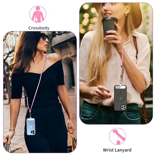 CACOE Phone Lanyard, Light Pink, 2 Pcs - color: Light Pink, size: 30"（Neck Strap×1）+8"（Wrist Strap×1）