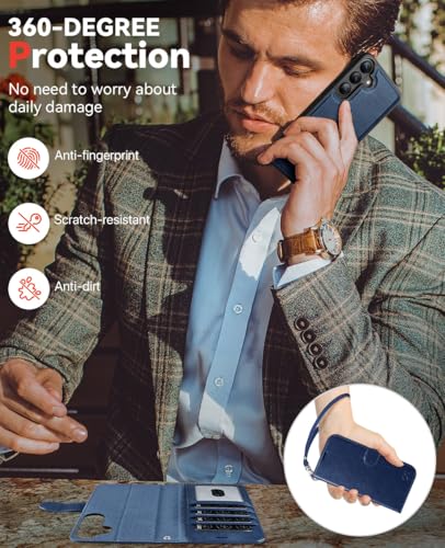 OCASE for Samsung Galaxy S26 Plus Detachable Wallet Case with Card Holder, [2 in 1] PU Leather Flip Folio Case with RFID Blocking Stand Wrist Strap Shockproof Phone Cover 2026, Blue - color: Blue, size: Samsung Galaxy S26 Plus