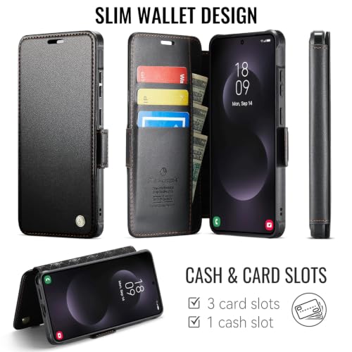 for Galaxy S25 Ultra Slim Wallet Case Wireless Charging, Black - color: Black, size: Samsung Galaxy S25 Ultra