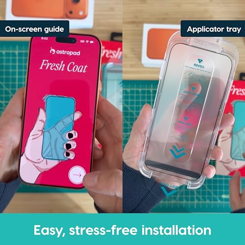 Astropad Fresh Coat Anti Reflective Screen Protector for iPhone 15 Pro, 75 Percent Less Glare, Preserves iPhone AR Display, 9H High Alumina Glass, Edge to Edge Fit, Easy Bubble Free Install