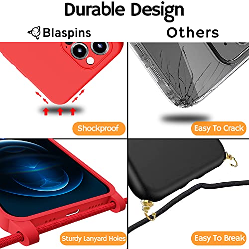Crossbody Lanyard Strap Case for iPhone 14 Pro Max, Neck Cross Body, Adjustable Holder Removable, Drop Protection Shockproof, Hands-Free Silicone Case 6.7 inch, 150 cm Strap, iP14PM - Red - color: Red