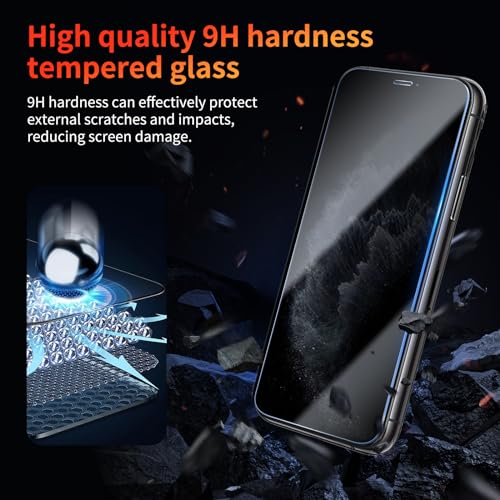 Privacy Screen Protector for iPhone 11 Pro/X/Xs 5.8 Inch 3 Pack, Tempered Glass Film Anti-spy Scratch Resistant 9H Hardness Case Friendly - size: iPhone 11 Pro/X/Xs