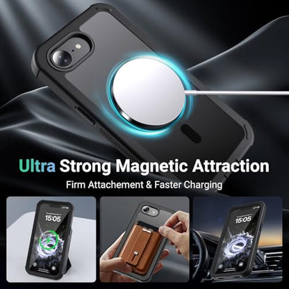 jaroco Magnetic for iPhone 17e Case& iPhone 16e Case Black | Compatible with MagSafe,Military Grade Drop Protection,Translucent Matte,Non-Slip,Shockproof 2-Layer Durable Bumper Case - color: Black, size: iPhone 17e/16e