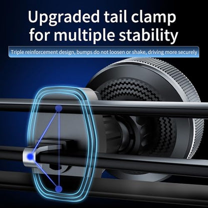 Car Mount Charger 15W Magnetic Phone Holder with Type-C Retractable Cable and RGB Light, Mag Wireless Charging Phone Mount for Air Vent Compatible with iPhone, Samsung, All Smartphones (Gray)