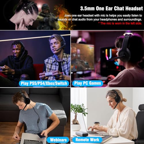 Joso Wired Headset with Mic, Dual Ear Headset for PS5/PS4/Xbox/Switch/PC/iPad/Mac/Tablet with with USB C & USB-A Adapter - Chat Headphone, Business, Coach, Gaming, Working