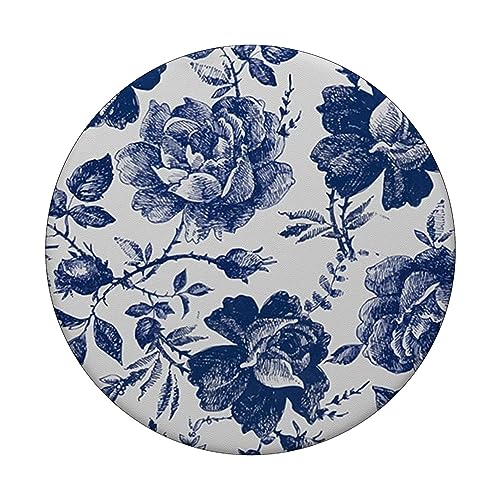 Rose to Fame Blue & White Rose PopSockets Adhesive PopGrip - style: Adhesive PopGrip