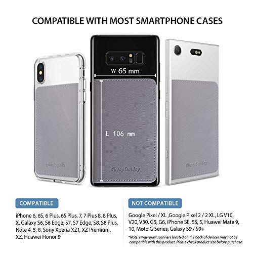 ID Card Holder for Back of Phone Leather Phone Wallet Stick On with Stand Flip Waterproof Leather Adhesive Wallet for Most Cellphones (Grey) - color: Grey