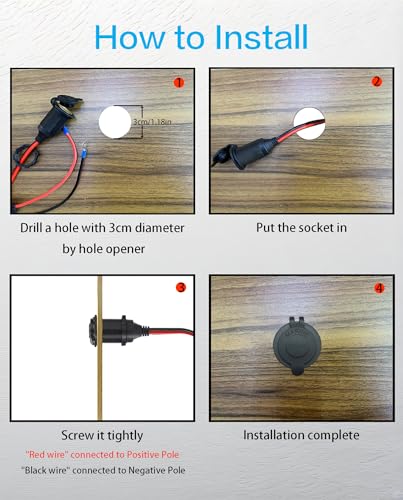 10FT 13AWG 12V Waterproof Cigarette Lighter Socket Power Outlet - size: 10FT(3m)