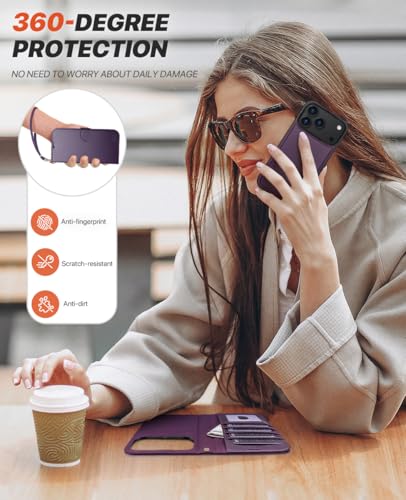 OCASE for iPhone 17 Pro Max Detachable Wallet Case with Card Holder, 2 in 1 PU Leather Flip Folio with RFID Blocking Stand Wrist Strap Shockproof Phone Cover 6.9 Inch 2025, Dark Purple - color: Dark Purple, size: iPhone 17 Pro Max