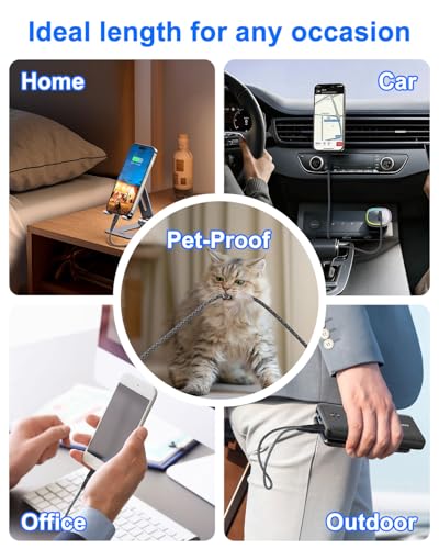 USB‑C to Lightning + USB‑C to USB‑C + USB‑A to Lightning Cables 3‑Pack 6FT (2M), MFi Certified Nylon Braided Fast Charging Cord Compatible with iPhone 17 16 15 14 13 12, iPad, MacBook, Galaxy & More