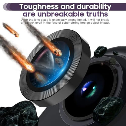 Suoman for iPhone 14 6.1 inch/iPhone 14 Plus 6.7 inch Camera Lens Protector, 9H Tempered Glass Film, [Does not Affect Night Shots] Metal Lens Protective Cover - Black - color: Black