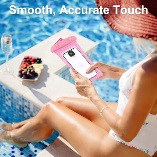 Espera Waterproof Phone Pouch 2 Pack, IPX8 Universal Phone Dry Bag Case Floating Swimsuit Protector for Beach, Travel Essentials(Black & Pink)