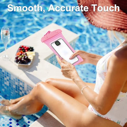 Espera Waterproof Phone Pouch 2 Pack, IPX8 Universal Phone Dry Bag Case Floating Swimsuit Protector for Beach, Travel Essentials(Black & Pink)