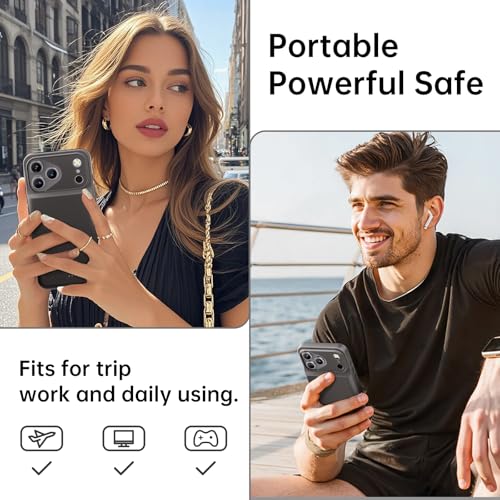 GIN FOXI Battery Case for iPhone 17 Pro Max, Charging Case Charger 8500mAh Ultra-Slim Lightweight Powerful Battery Pack 15W Fast Rechargeable Anti-Fall TPU Juice Box for 17 Pro Max (6.9") Black - color: Black