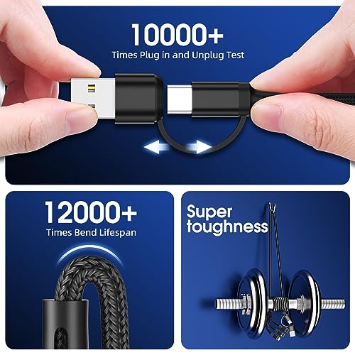 Ankndo 6 in 1 Multi Charging Cable, Multi Charger Cable for All Devices - color: Black