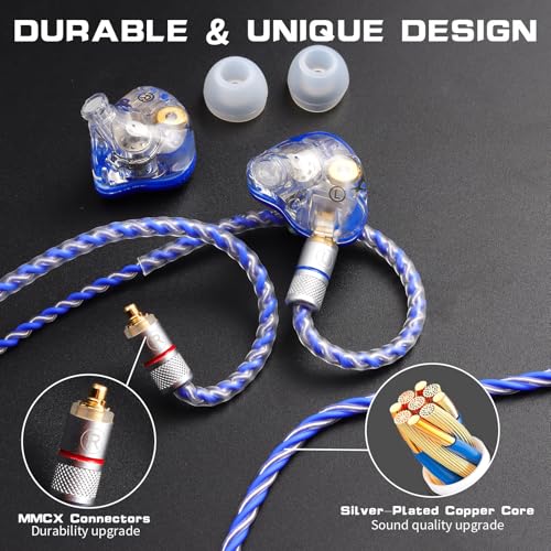 DEMAKE in-Ear Monitor with Detachable Silver-Plated,no mic - color: Blue Splicing, size: No Mic