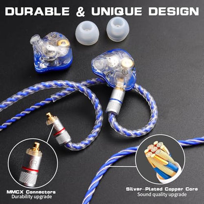DEMAKE in-Ear Monitor with Detachable Silver-Plated,no mic - color: Blue Splicing, size: No Mic
