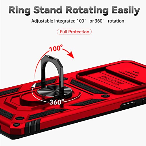 for Samsung Galaxy S10 Plus Case with Camera Lens Cover HD Screen Protector, Military-Grade Drop Tested Magnetic Ring Holder Kickstand Protective Phone Case for Samsung Galaxy S10+ Plus (Red) - color: Red with camera cover Military-Grade 2nd gen