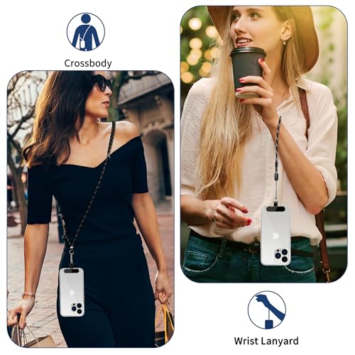 CACOE Phone Lanyard, Black Silver, 2 Pcs - color: Black Silver, size: 30"（Neck Strap×1）+8"（Wrist Strap×1）