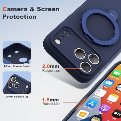 Case for iPhone 17 Pro with 360°Spin Stand,6.3" Dark Blue | Magnetic 360°Spin Stand,Compatible with Mag-Safe,Soft Silicone 17 Pro Case - color: Dark Blue, size: Iphone 17 Pro
