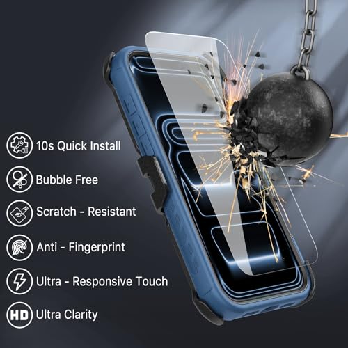 M MYBAT PRO for iPhone 17 Pro Case with Belt Clip Holster,[Compatible with Magsafe] w/Screen Protector,Anti-Drop,Shockproof,w 360°Rotating Kickstand,Heavy Duty Protection (Blue) - color: Blue