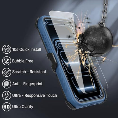 M MYBAT PRO for iPhone 17 Pro Case with Belt Clip Holster,[Compatible with Magsafe] w/Screen Protector,Anti-Drop,Shockproof,w 360°Rotating Kickstand,Heavy Duty Protection (Blue) - color: Blue