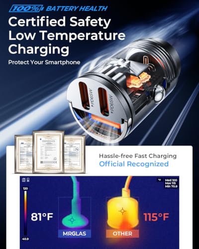 【Upgraded】 150W 3-Port iPhone 18 17 Pro Max Car Charger USB C Fast Charge - color: 3-Port Black